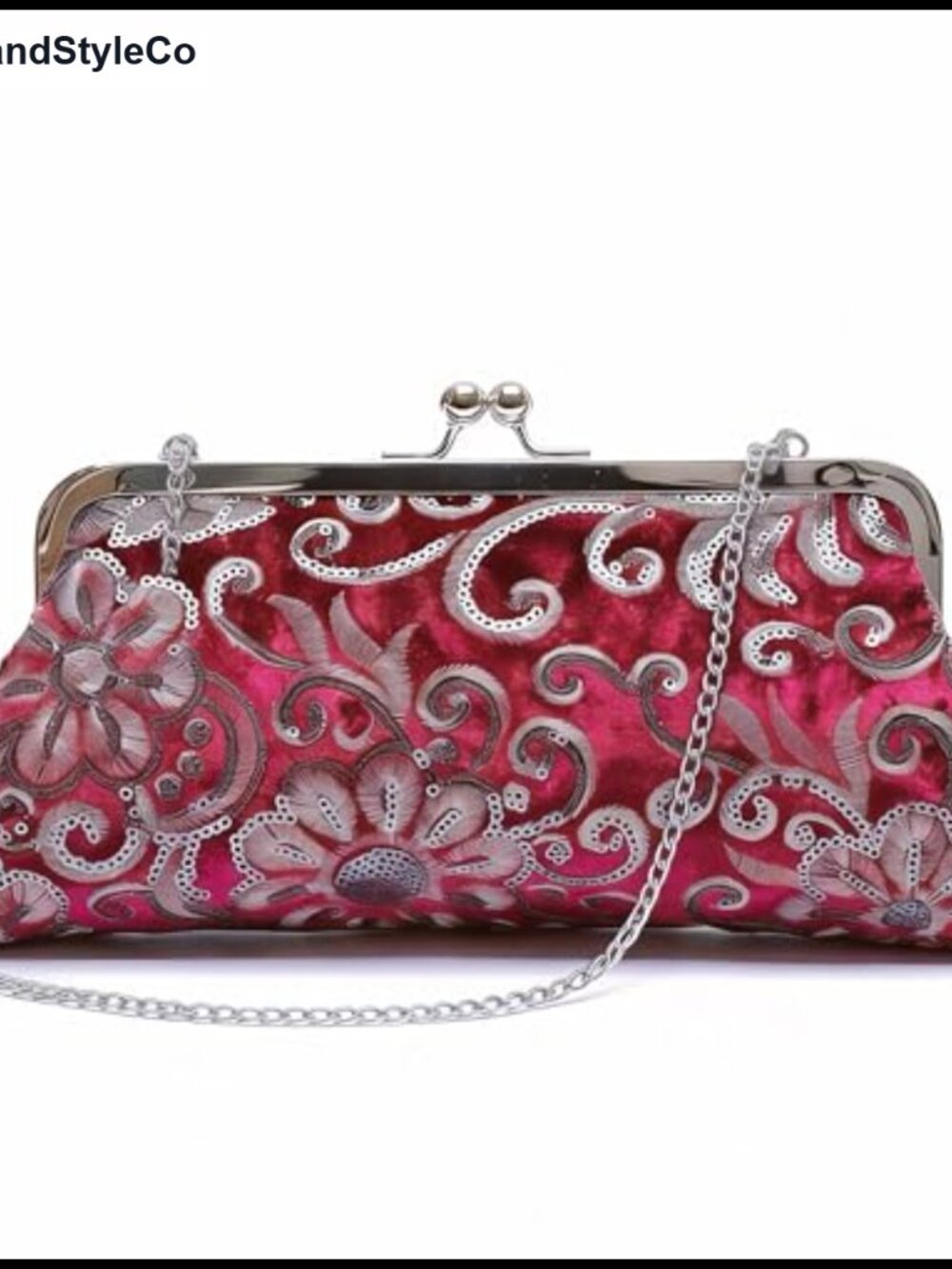 Velvet Sequin Clutch Kiss Lock Evening Bag Formal Wedding Prom Handbag